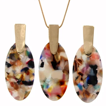 

YJX Long Pendant Necklace With Oval Drop Earrings Jewelry Sets Stunning Bold Yet Delicate Hot