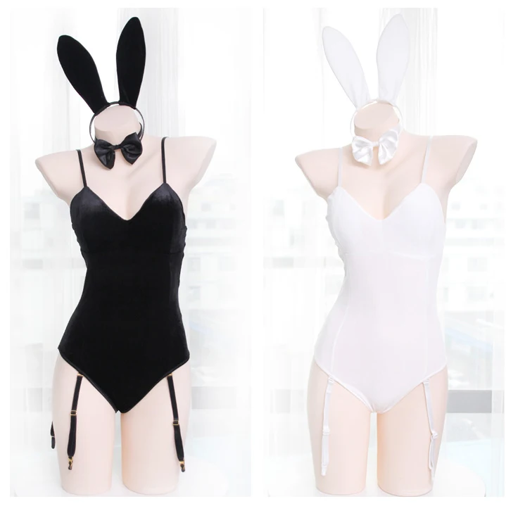 

Sexy Cute Bunny Girl Velvet Material Rabbit Woman Set Good Quality Kawaii Cosplay Exotic Appreal Color Black & White