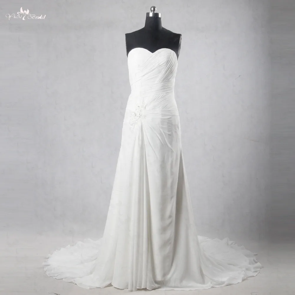 RSW1089 Yiaibridal элегантное реальное Плиссированное шифоновое облегающее платье простое свадебное платье