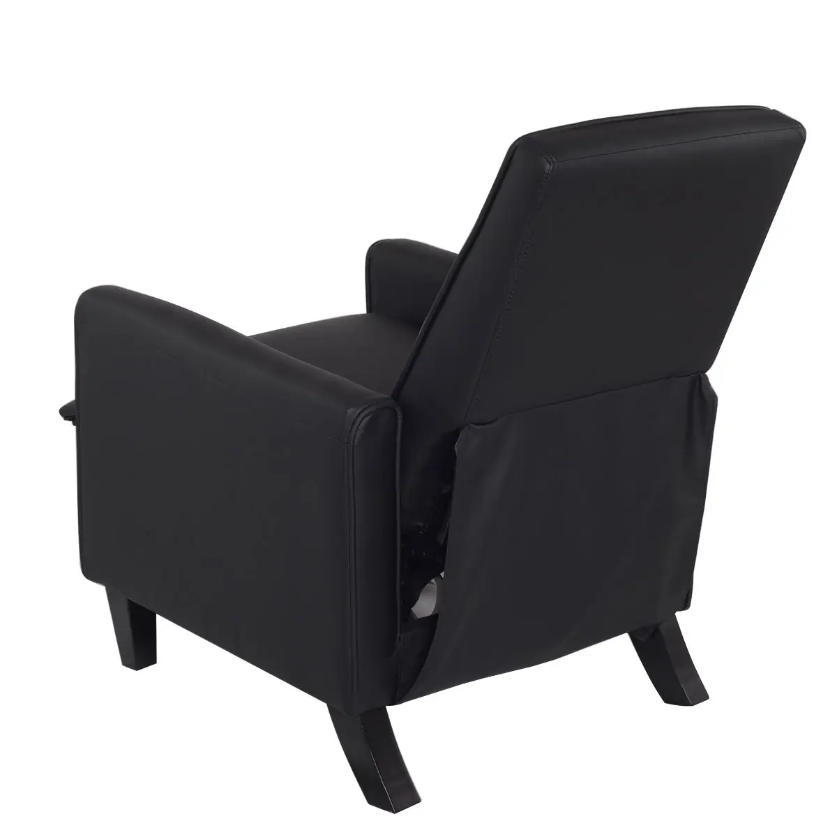 Giantex Single Recliner Sofa PU Leather Club Chair Living Room Furniture Black Modern Single Sofa Chairs HW54916