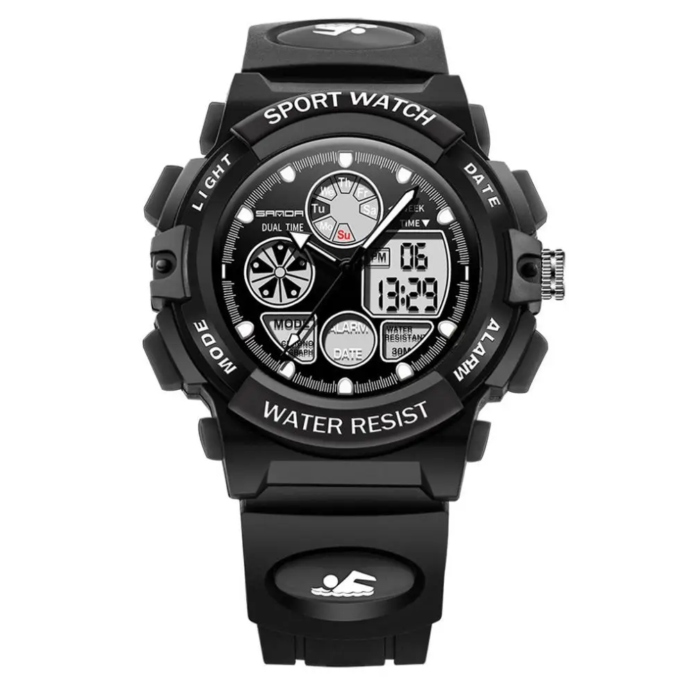 

Boys Children Sport Watches Double Display Cold Light Electronic Waterproof Student Wrist Watch Bracelet Clock reloj hombre A80