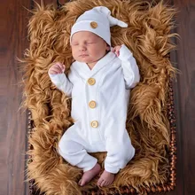 Одежда для маленьких мальчиков и девочек; комбинезон; шапочка для новорожденных; Однотонный комбинезон с длинными рукавами; ; одежда для малышей