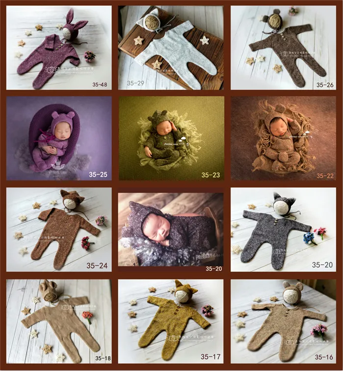 

Knit Crochet Newborn Photography Props Romper+Hat 2pcs Set Fotografia Accessory Infant Toddler Studio Shoot Photo Boy Outfit