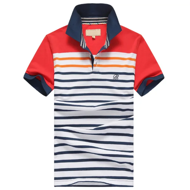 Summer Style Men's Polo Shirt Fashion Striped Design Tops Blue&Red 2 ...