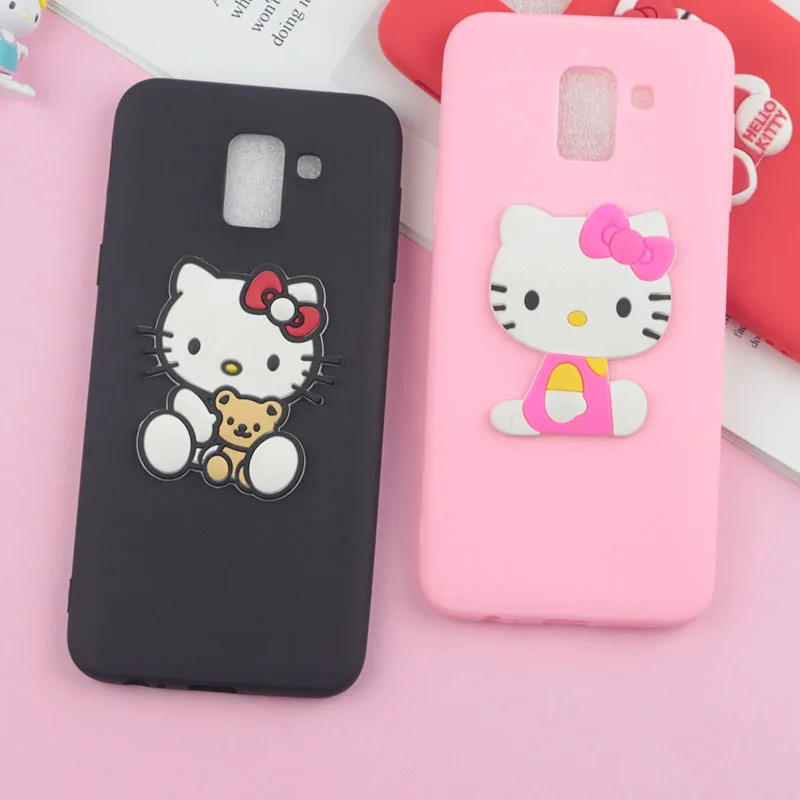 

Lovely Hello Kitty Cat Case for Samsung Galaxy A10 A9 Pro A8 Star A7 2018 A6 Plus A5 2017 A3 2016 A8S Soft Cartoon Phone Cover