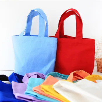 

30pcs/lot Colorful cotton canvas Food bag Lunch Reusable Tote pouch Cosmetic Bag Wedding gift bag