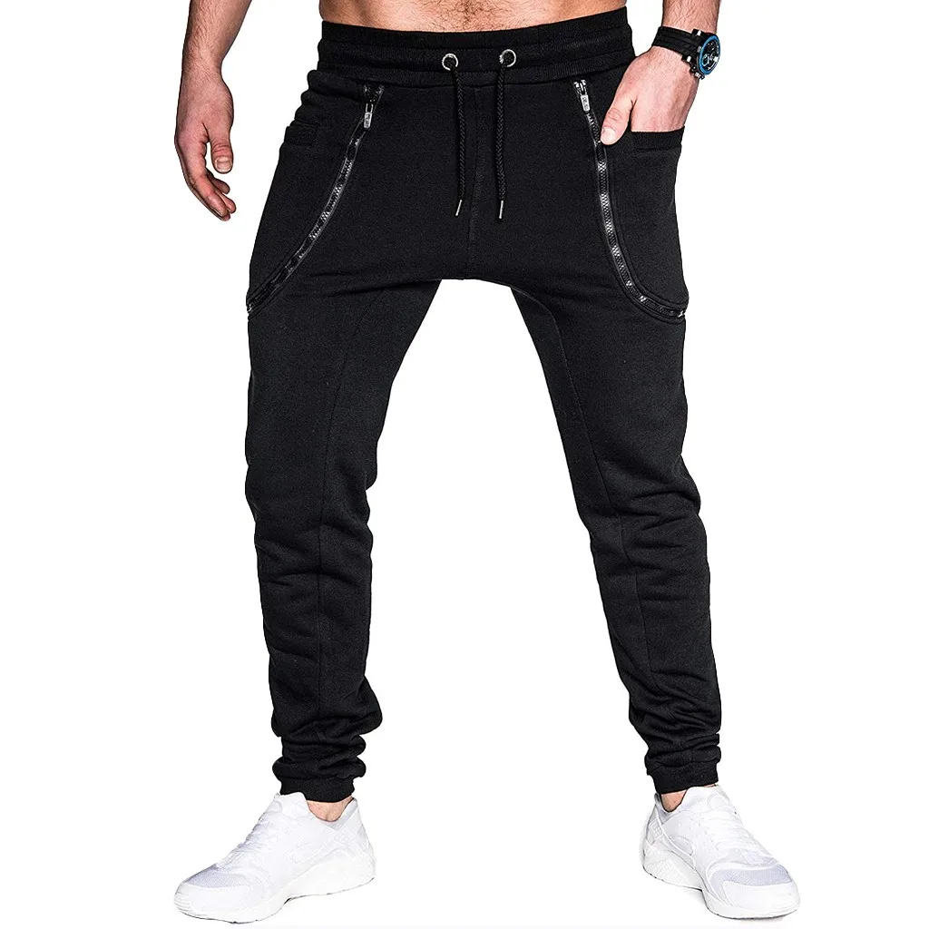 Black Jaycosin мужские повседневные однотонные спортивные брюки Модные брюки для бега для мужчин карманные спортивные брюки средней плотности Pantalones Deportivos - Цвет: Black