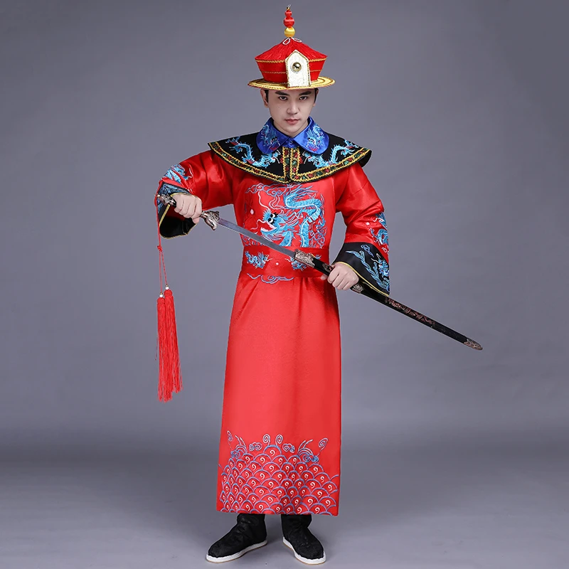 Alte Manchu Prinz Kleidung Buhne Kostum China Qing Dynastie Manner Kleidung Pailletten Suzhou Bestickt Kaiser Drachen Kleid Robe Aliexpress