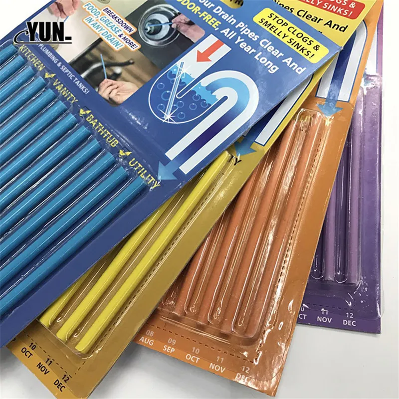 12Pcslot  Sewer Cleaning Rod Sticks Sewage Decontamination To Deodorant The Kitchen Toilet Bathtub Drain Cleaner (16)