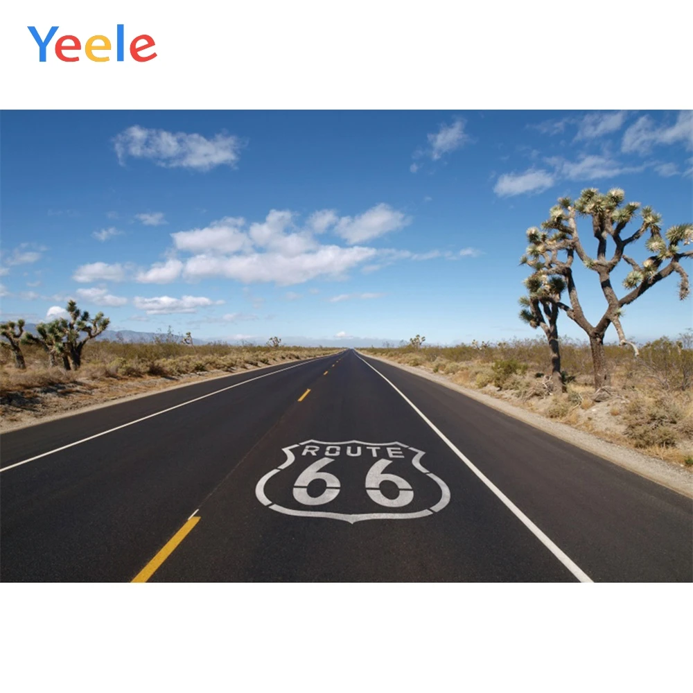 

Yeele Route 66 Road USA Desert Shrub Blue Sky Natural Scenery Photography Backgrounds Photographic Backdrops For Photo Studio