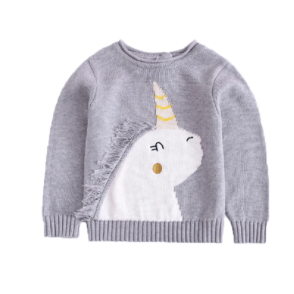 

Girl Boys Children Clothing Sweaters Unicorn Kids Knitted Cardigan Patchwork Wool Outerwear Casual Autumn O-Neck