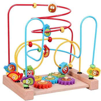 

Wooden Multi-function Beaded Children Toy Beaded Clock Animal Fruit Shape Cognitive Children's Early Educational Toys Gift QB165