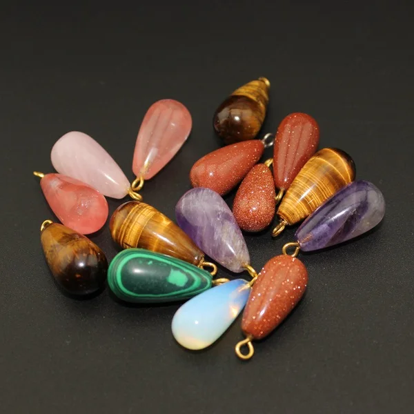 

Slide Water Drop Shape Natural Stone Pendants Real Crystal Gem Stone Quartz Pendant Necklace For Women Free Shipping