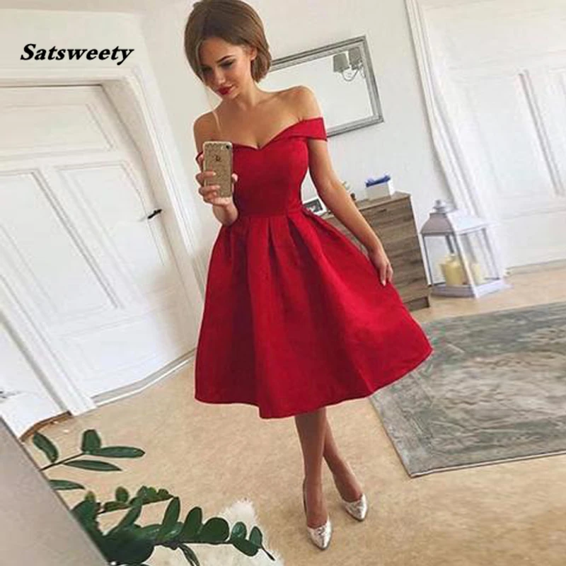 Off-The-Shoulder-Red-Short-Prom-Gowns-Satin-Knee-Length-Midi-Women-Dresses-Elegant-Party-Dresses