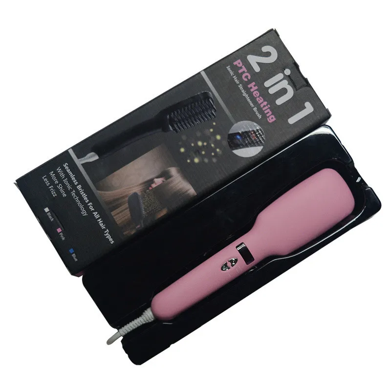 Alisador de Cabelo Elétrica Ionic Plana Escova Rápido Aquecimento Alisador Pente Varinha Cerâmica Ferro Penteado Seda Suave Ferramenta 2 rápido aquecimento alisador pente varinha cerâmica ferro