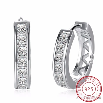 

Simple Lovely Girl's Huggies Small Hoop Earrings Round Circle Zirconia Crystal Earrings for Women 925 Sterling Silver Jewelry