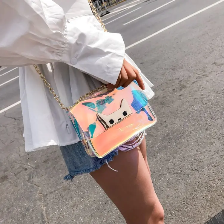 

Women Luxury Crossbody Bags New Cat Laser Flap Small Bag 2019 Brand Female Shoulder Bag Ladies Chain Strap Small Square Bag