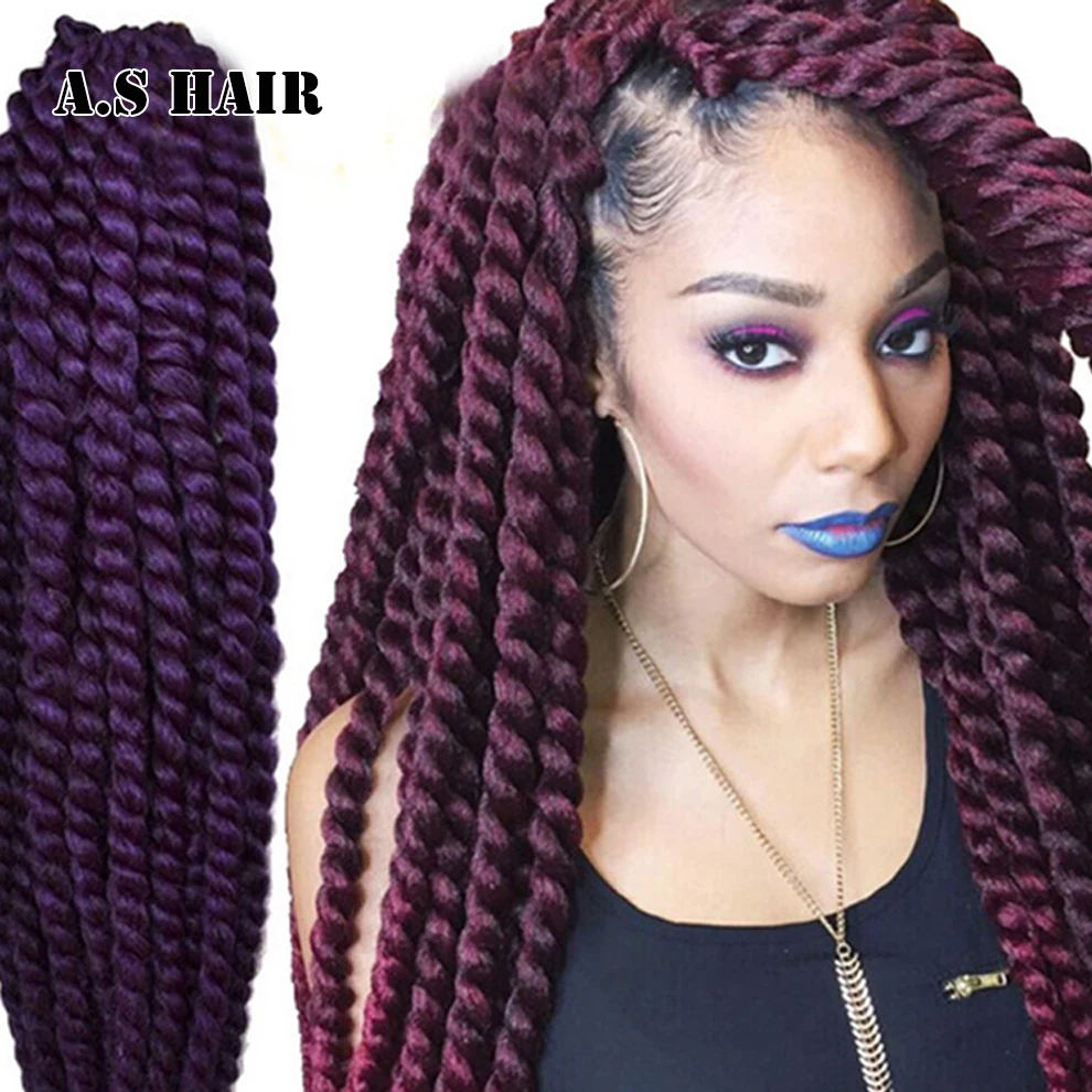 12 Inches to 24 Inches Synthetic Hair Braid Havana Mambo Mixed Colorful Synthetic Crochet Twist Jumbo Braiding Hair