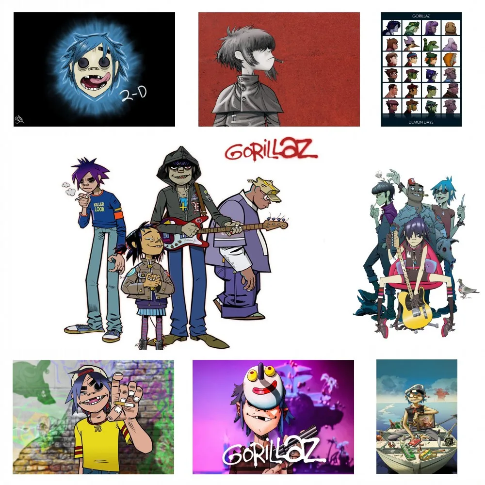 

2019 New style Gorillaz urchin hip-hop rap Rock music band posters DIY Wall Sticker whited coated poster Bar Cafe bedroom Art