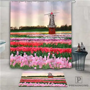 

Custom beautiful flower field Waterproof Shower Curtain Doormat Home Bath Bathroom Polyester Fabric Multi Sizes#2019-01-12-293