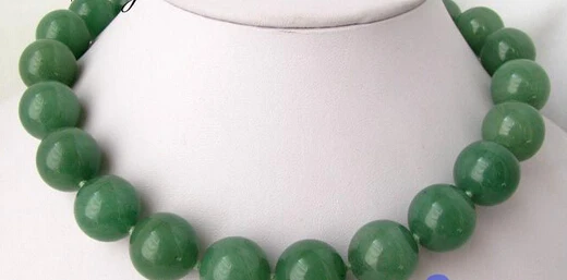 

ddh002831 Long 18" 16mm nature round green jade necklace