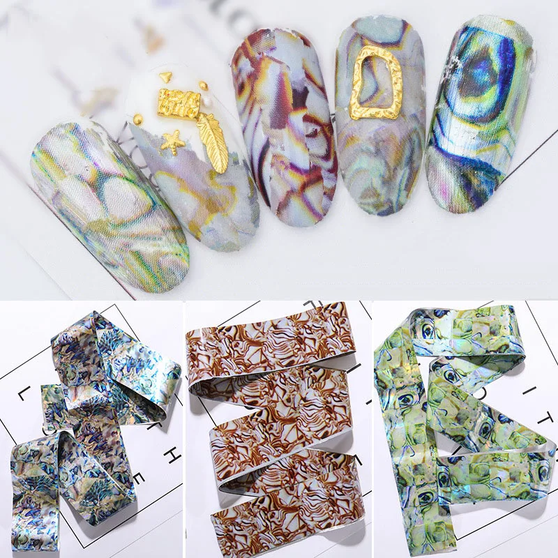 

3.7*120cm Shell Nail Art Sticker Decoration Transfer Star Foil 3D Tips Acrylic Gel UV Polish Decal Design Tool DIY Manicure