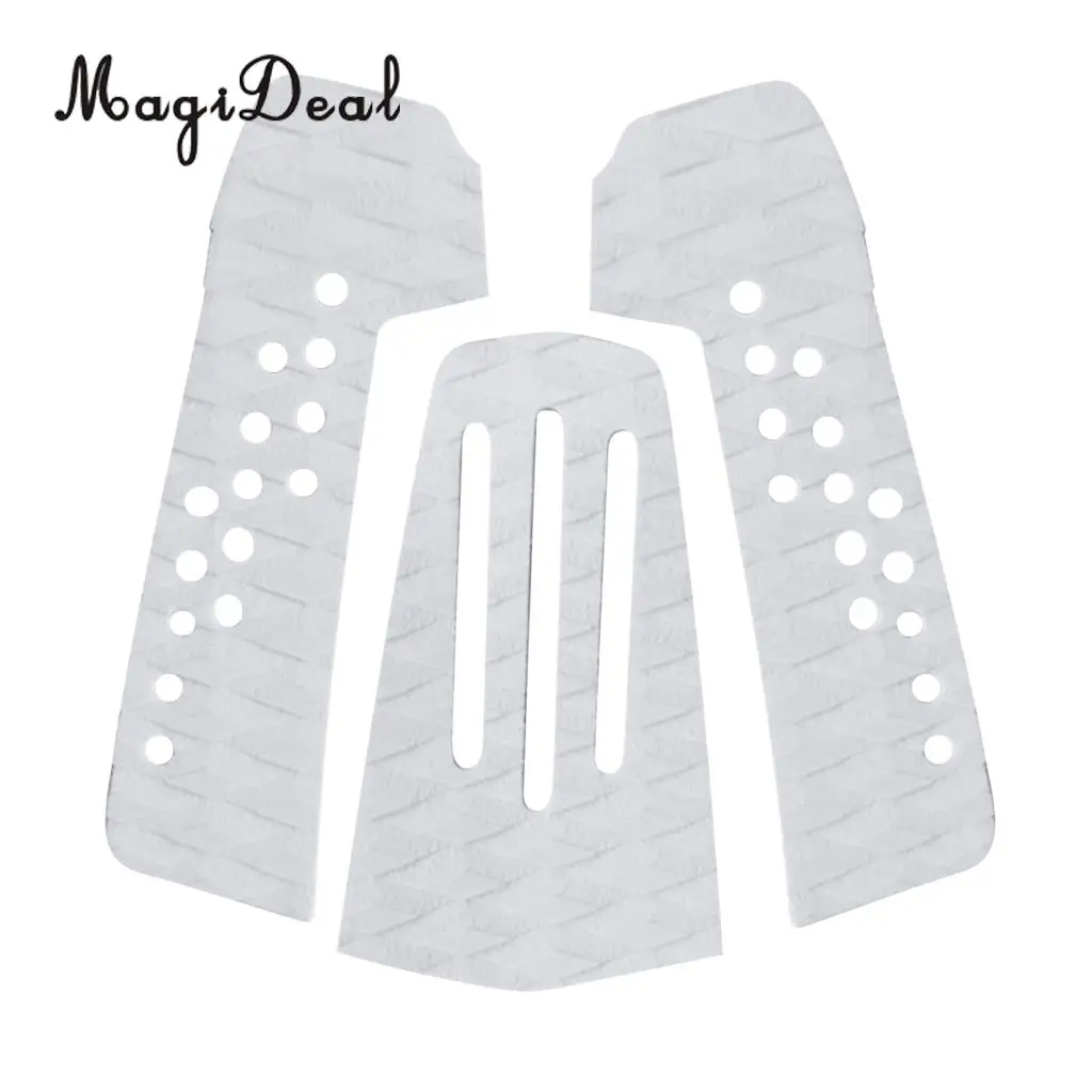 MagiDeal Top Quality 3Pcs Anti Slip EVA Surfboard Traction Tail Pads Surfing SUP Surf Deck Grips Mat Water Sport Accessory White