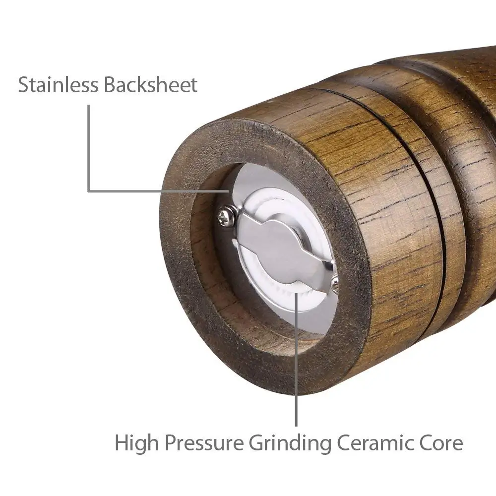 LMETJMA деревянная соль мельница для перца и магнитный Набор банок для специй измельчители для перца солонка с регулируемым керамическим ротором KC0215