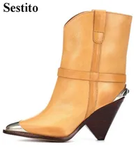 Concise Metal Decoration Spike Heels Woman Boots Pointed Toe Super High Ankle Boots For Women Black Slip-on Women Shoes Autumn sestito latest 2018 woman white stange spike heels ankle boots ladies slip on pointed toe dress runway shoes woman short boots