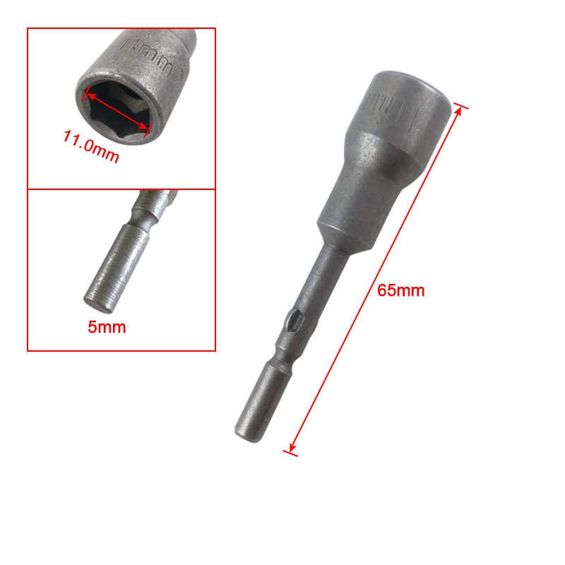 Stlrenda 5 шт. гаечный ключ бит 65 мм Магнитная отвертка гнездо гайковерт шестигранный головной рукав 9/10/11/12/13/14 мм 5 мм круглый хвостовик - Цвет: Hex socket 11mm