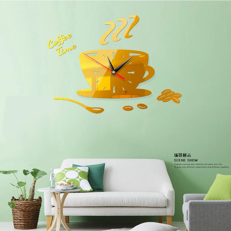 3D DIY большие настенные часы современный дизайн односторонние настенные часы декоративные зеркала наклейка домашний офисный Декор для спальни Новинка - Цвет: Цвет: желтый
