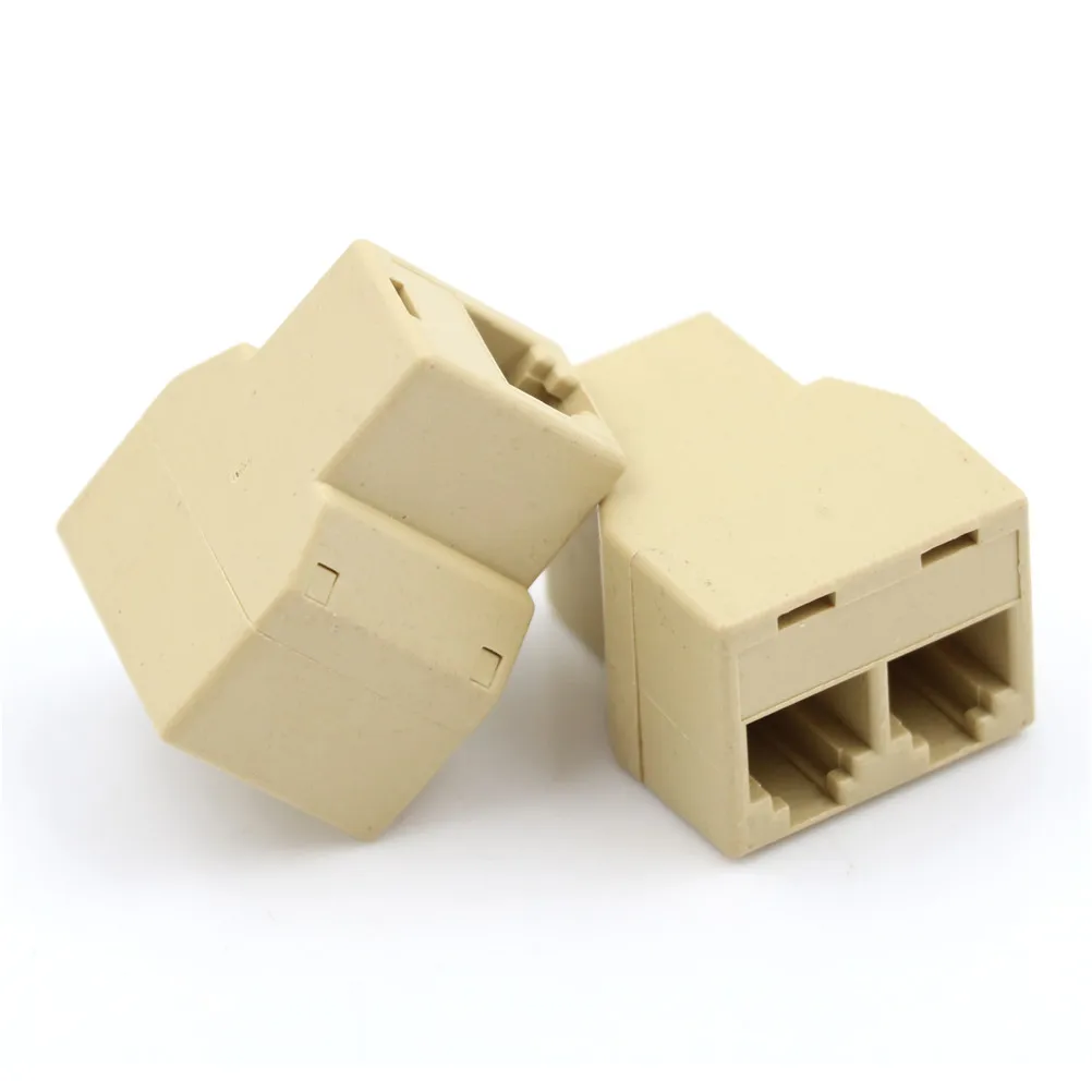 2PCS 1 To 2 Female RJ11 Telephone 4C Phone Jack Line Splitter Adapter Connector Home Improvement Accessories