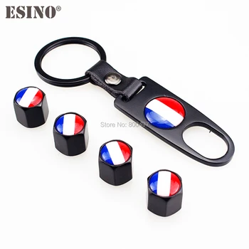 

40 x Car Stainless Steel Zinc Alloy Wheel Tire Valve Stems Caps France National Flag l Universal Fit With Mini Wrench Key Chain