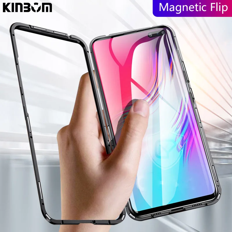 

KINBOM Luxury Magnetic Metal Case on Phone Case for Samsung Galaxy S9 Plus S8 S7 Edge for Note 9 8 Shockproof Case