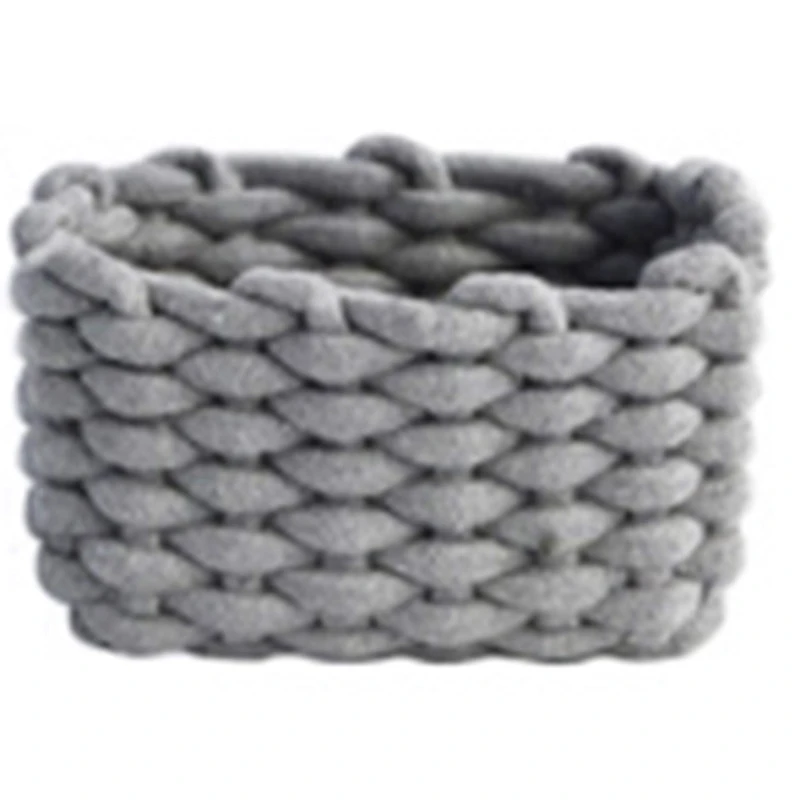 

Hot Crochet Hand-Woven Cotton Rope Storage Basket Baby toys Storage Basket Desktop Small organizer Box Multifunctional Decorat