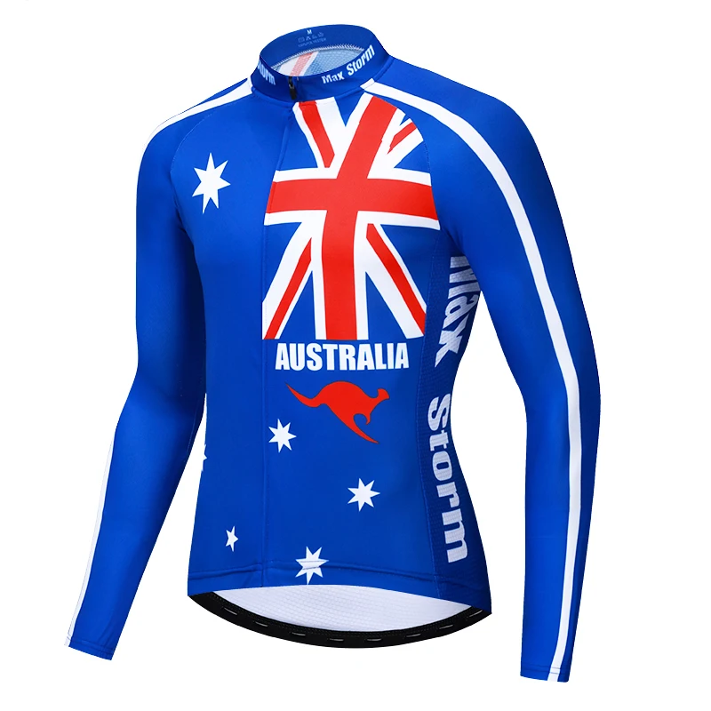 

2021 Australia cycling jersey long sleeve Winter Thermal Fleece&no Fleece cycling clothing Reflective zipper 4 pockets