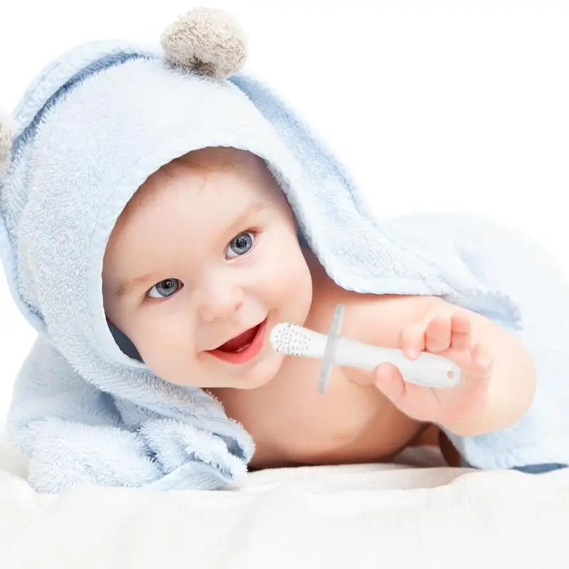 1 pièces infantile bébé sûr Silicone anneau de dentition bâton enfant en bas âge mâcher brosse à dents soins dentaires attache-sucette bébé Silicone anneau de dentition jouet à mâcher