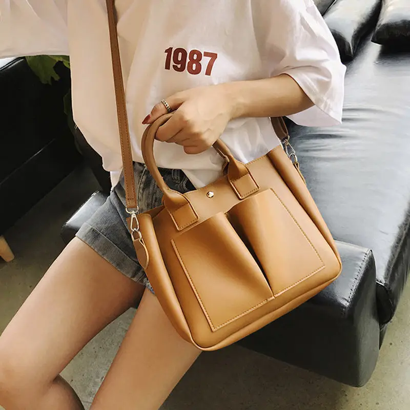 

New bags for women 2019 Pu Leather Bag Simple Handbags Famous Brands Women Shoulder Bag Big Tote Ladies Crossbody Bags