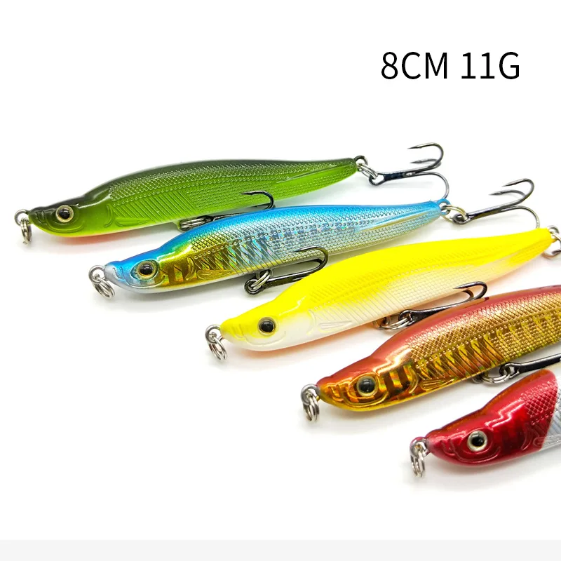 8 cm 11G Minnow Fishing Lures Bass Trolling Artificial Hard Bait Crankbait Wobblers 3D Eyes for Fishing Carp Pesca
