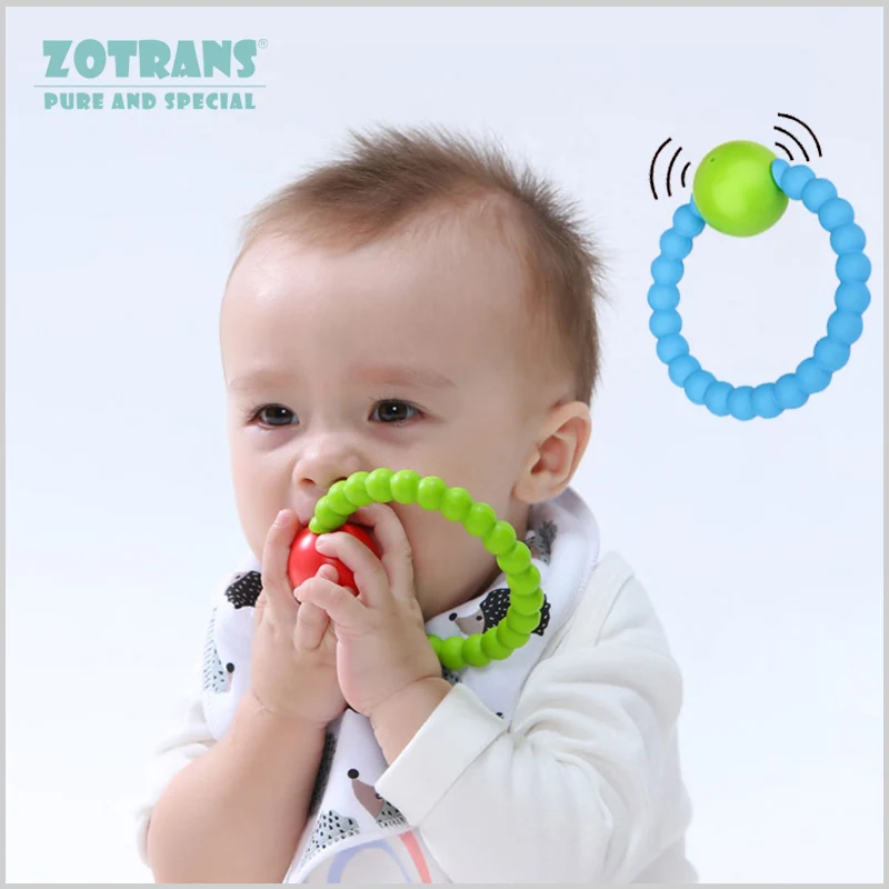 

Baby Teether Rattle Ring Perle Silicone Dentition Beads Teething Baby Toys Safe Beads Hand Bell Teething Infant Chew Gift