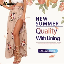 Разделение богемная длинная юбка для женщин Лето г. цветочный принт boho Макси юбки Асимметричный Винтаж повседневное модные цветочные обёрточная