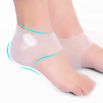

1Pair White Color Anti-Slip Gel Socks Silicone Moisturizing Gel Heel Socks Cracked Protector Socks For Pedicure Foot Care