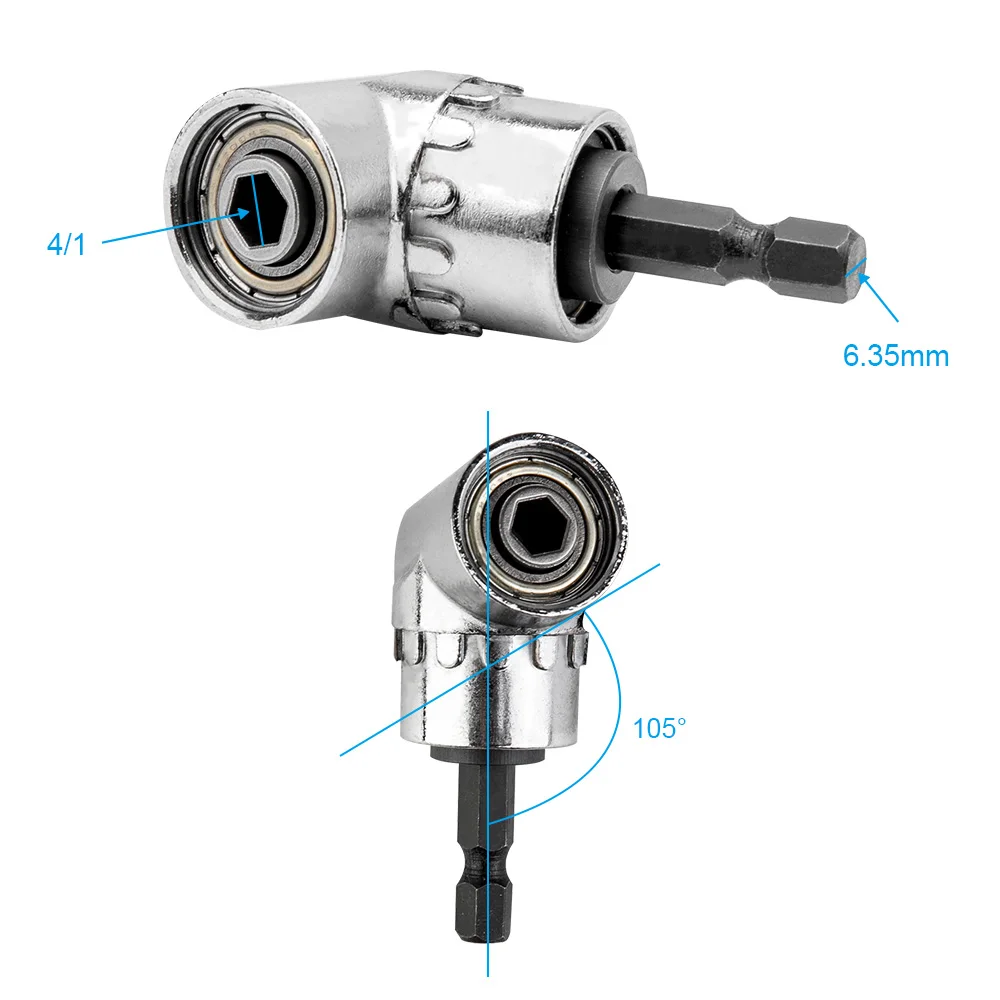 105 градусов угол Отвертки Набор патрон-адаптер Регулируемый сверла угол инструмент отвертка 1/4 дюйма для шестигранных бит гнездо