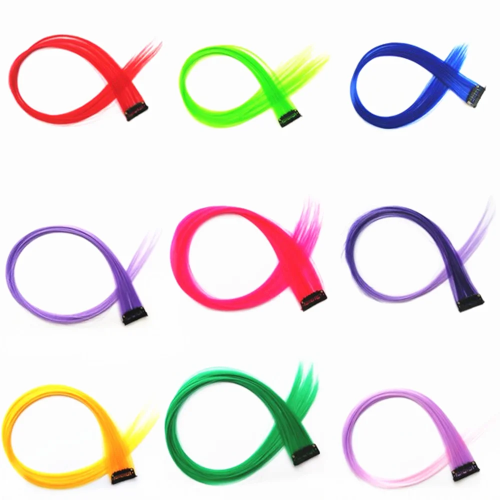 10 Piece Clip In one piece Synthetic Hair Ombre purple Blue 10 Colors 50CM Full Star Long Straight Clip On Hair Women Girls 10 Piece Clip In one piece Synthetic Hair Ombre purple Blue 10 Colors 50CM Full Star Long Straight Clip On Hair Women Girls
