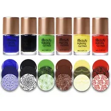 BEAUTYBIGBANG 12 9ml Colors Gel Nail Stamping Polish Colorful Printing Varnish Lacquer for Nail Art Stamping Plate Dry Fast