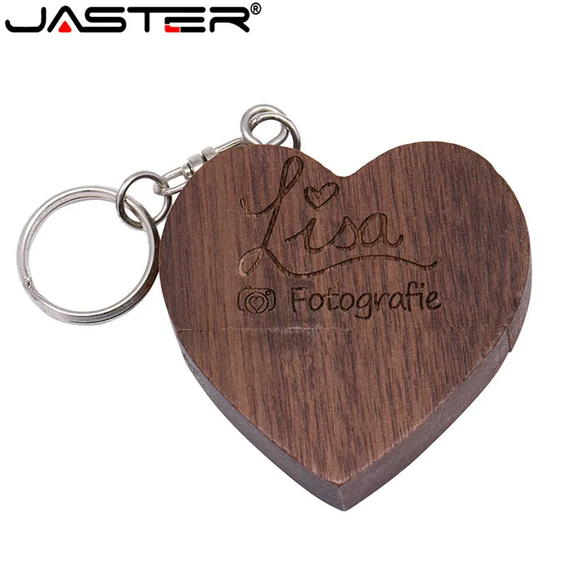 JASTER USB 2,0 USB флеш-накопитель с деревянным сердцем 128 Гб 64 ГБ 32 ГБ 4 ГБ U диск карта памяти фотографии подарки(5 шт. бесплатный логотип