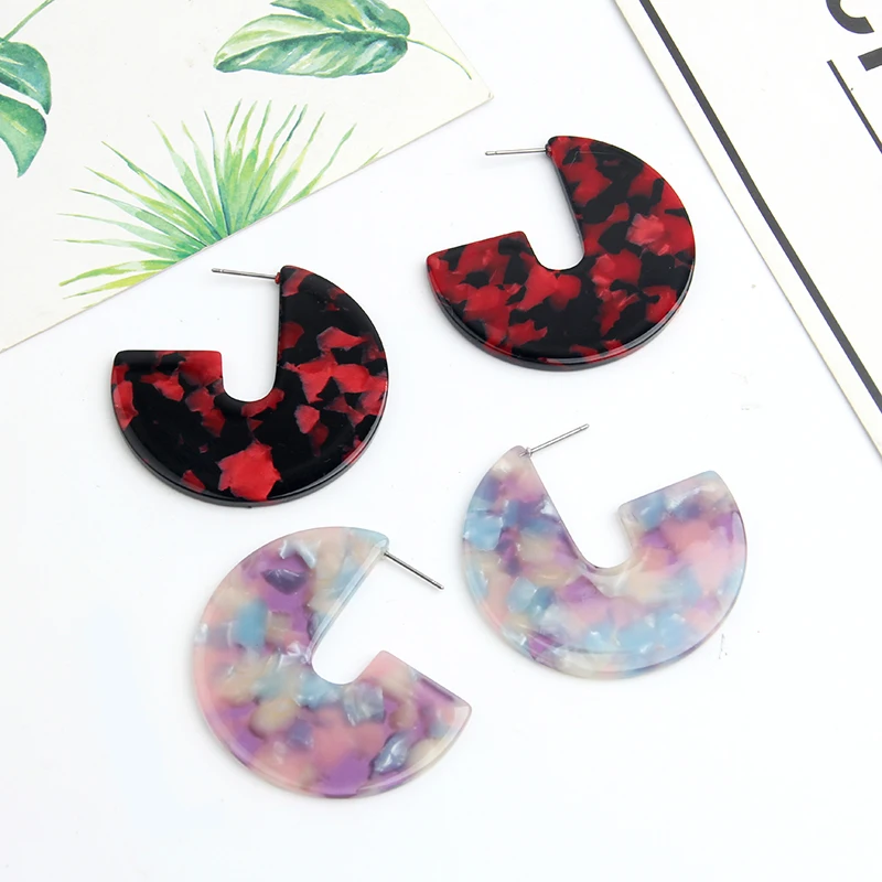 New Fashion Multicolor Resin Acrylic Drop Earrings For Women Bohemian Square Triangle Geometric Earring Dangle Statement Jewelry