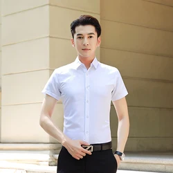 2019 Hombres Camisa Casual de Manga Corta Color Puro Verano de Moda Masculina Hebilla Hawaiana Slim Fit Camisas para Hombre Camisas de Vestir 2019 Hombres Camisa Casual de Manga Corta Color Puro Verano de Moda Masculina Hebilla Hawaiana Slim Fit Camisas para Hombre Camisas de Vestir