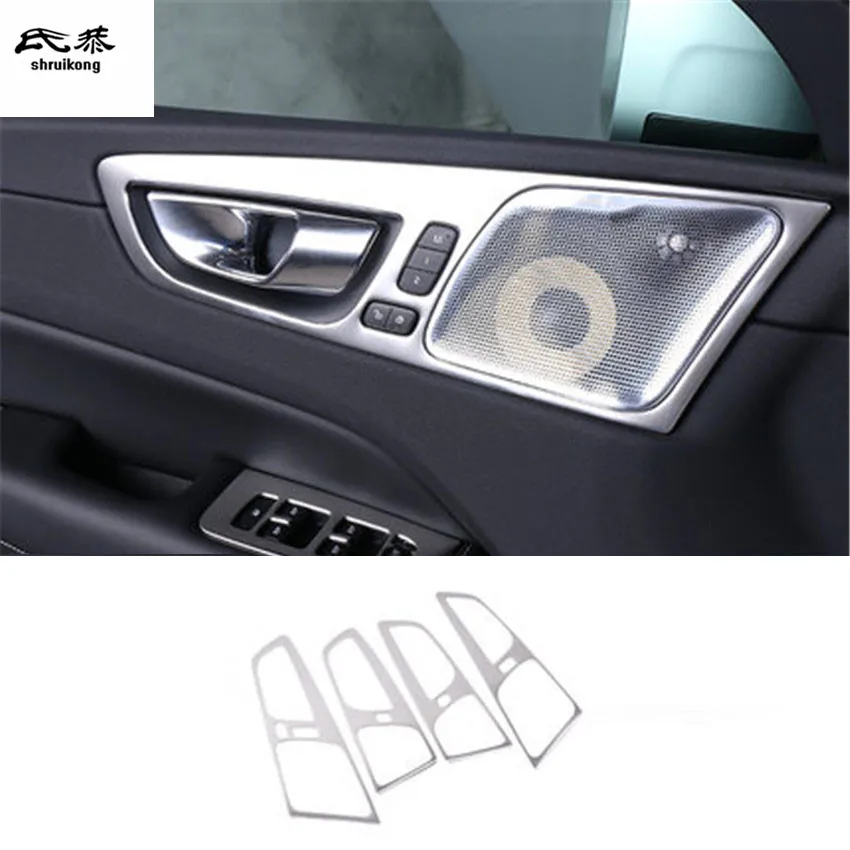 

Free shipping 4pcs/lot Stainless steel Interior door shake handshandle decoration cover for 2018 2019 VOLVO XC60 car accessories