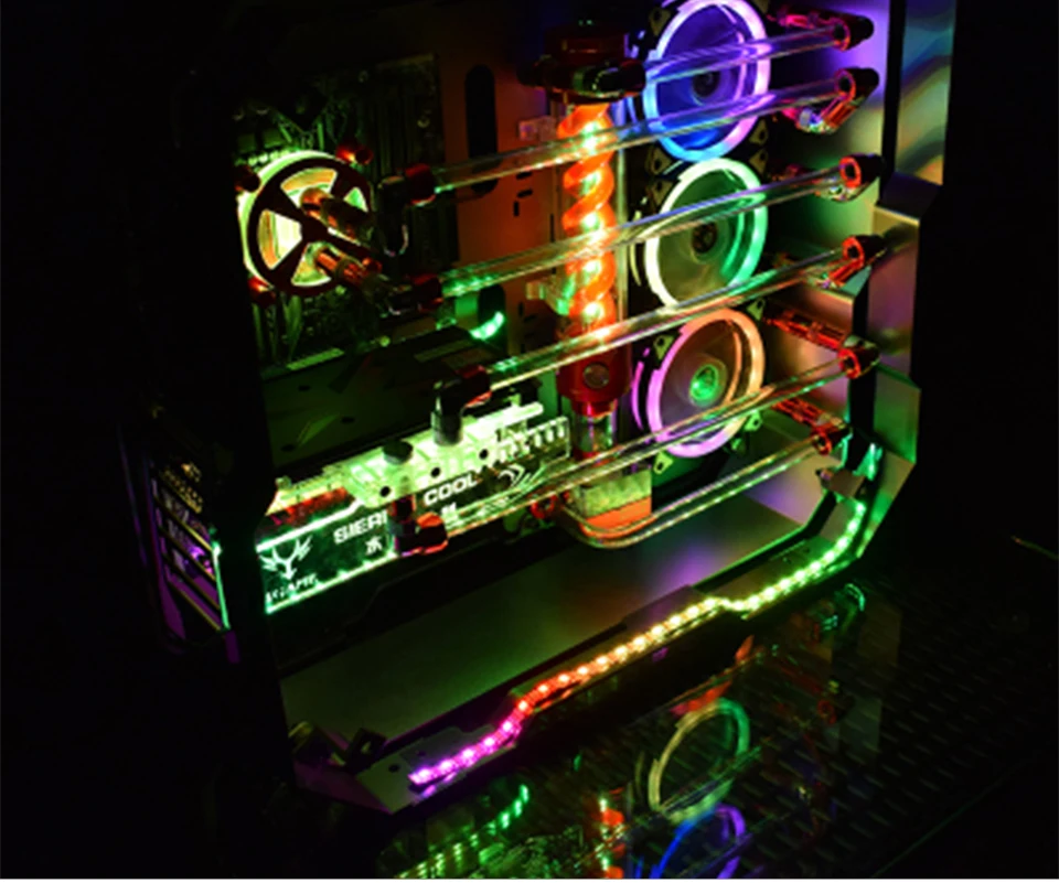 SATA RGB LED Strip Light Ribbon Tape 12V SMD 3535 Super Bright with Remote Controller Neon Background Light for PC Computer Case (11)